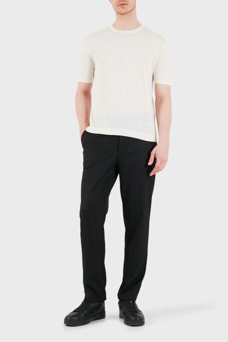 Emporio Armani Pamuklu Slim Fit Bisiklet Yaka Kısa Kollu Erkek Kazak EM004740 AF23761 U1107 EKRU - Emporio Armani (1)