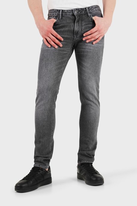 Emporio Armani Pamuklu Slim Fit Düşük Bel Jeans Erkek Kot Pantolon EM000121 AF17860 M8001 ANTRASİT - Emporio Armani