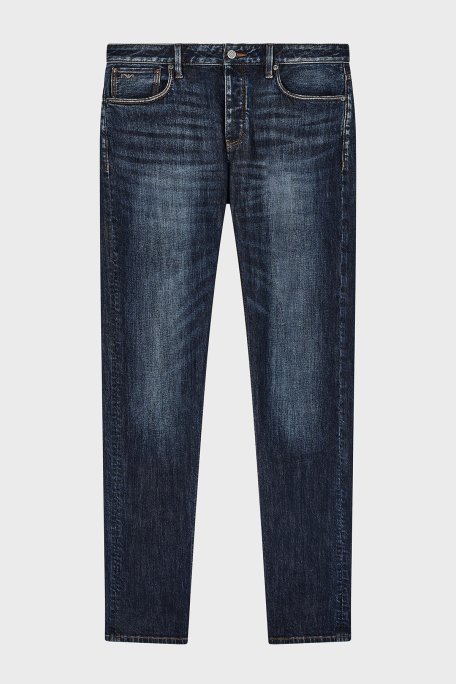 Emporio Armani Pamuklu Slim Fit Düşük Bel Jeans Erkek Kot Pantolon EM000668 AF22251 MB001 LACİVERT - Emporio Armani