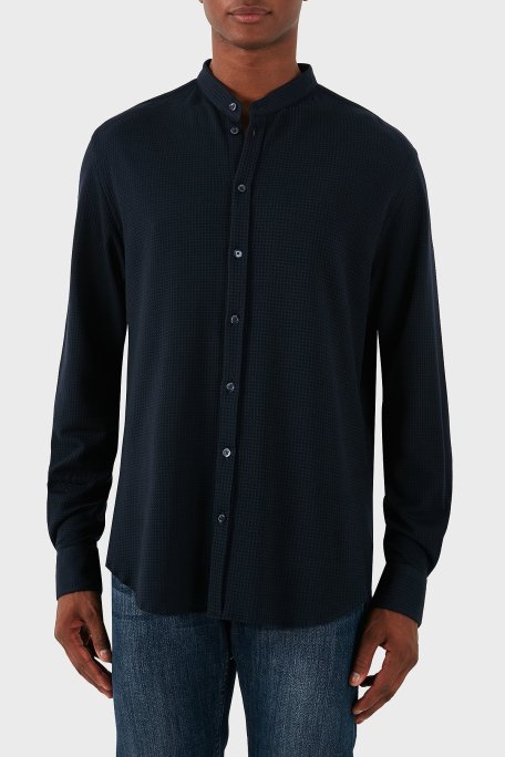 Emporio Armani Pamuklu Slim Fit Erkek Gömlek EM000204 TE11576 UB109 LACİVERT - Emporio Armani