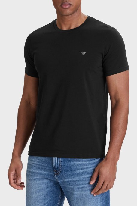 Emporio Armani Pamuklu Slim Fit Logolu Bisiklet Yaka Erkek T Shirt EM000391 AF18881 MC005 SİYAH - Emporio Armani