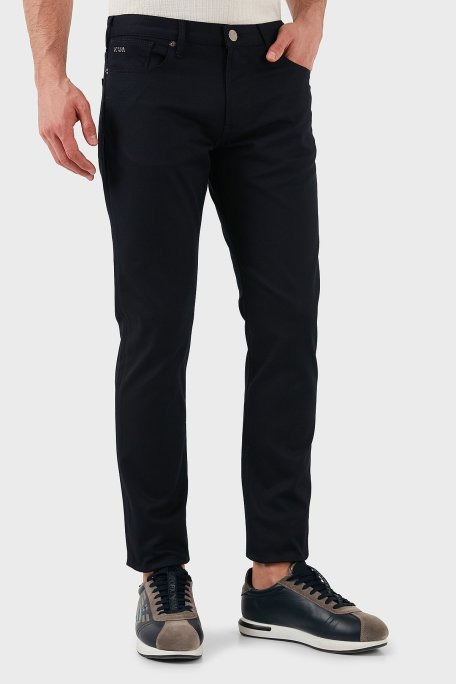 Emporio Armani Pamuklu Slim Fit Normal Bel Dar Paça Jeans Erkek Kot Pantolon EM000121 AF14122 UB118 LACİVERT - Emporio Armani
