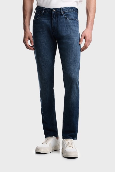 Emporio Armani Pamuklu Slim Fit Normal Bel Jeans Erkek Kot Pantolon EM000121 AF22821 MB002 LACİVERT - Emporio Armani