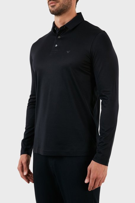 Emporio Armani Pamuklu Slim Fit Uzun Kollu Düğmeli Erkek Polo Yaka Sweat 8N1F97 1JUVZ 0920 LACİVERT - Emporio Armani (1)