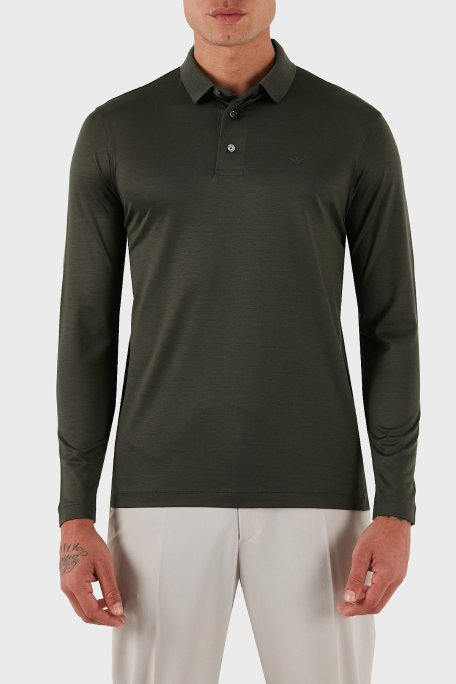 Emporio Armani Pamuklu Slim Fit Uzun Kollu Düğmeli Erkek Polo Yaka Sweat 8N1F97 1JUVZ U8120 SİYAH - Emporio Armani