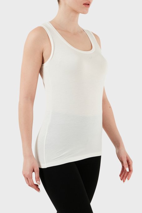 Emporio Armani Pamuklu Slim Fit Yuvarlak Yaka Logolu Kadın Top EW000407 AF10889 U1131 BEYAZ - Emporio Armani (1)