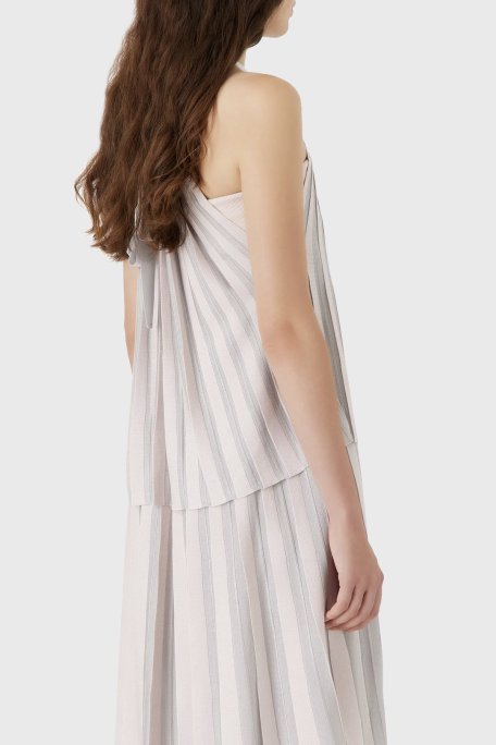 Emporio Armani Pileli Boyundan Bağlamalı Bayan Top 3D2KT3 2M18Z 0327 PUDRA - Emporio Armani (1)