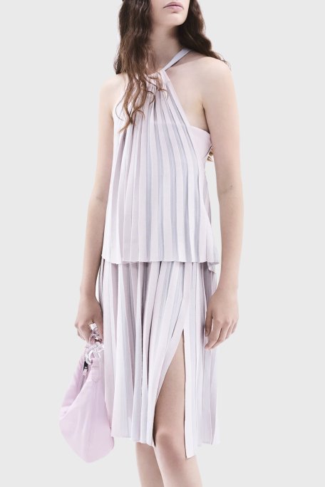 Emporio Armani Pileli Boyundan Bağlamalı Kadın Top 3D2KT3 2M18Z 0327 PUDRA - Emporio Armani