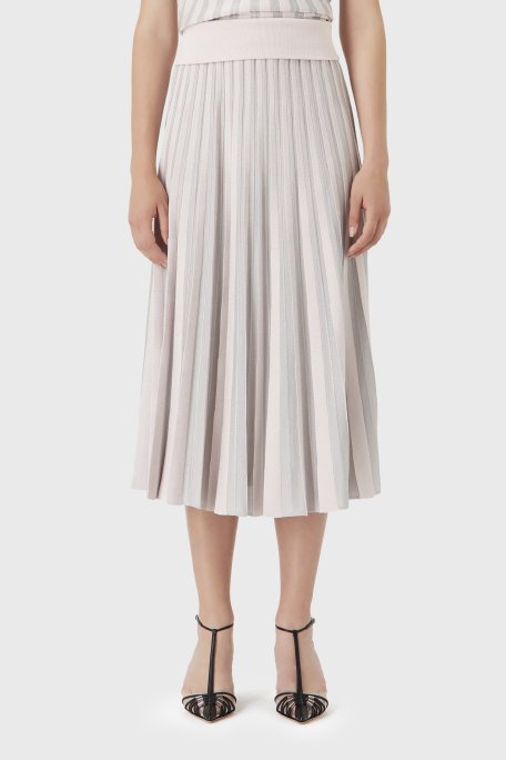 Emporio Armani Pileli Regular Fit Midi Kadın Etek 3D2NT1 2M18Z 0327 PUDRA - Emporio Armani