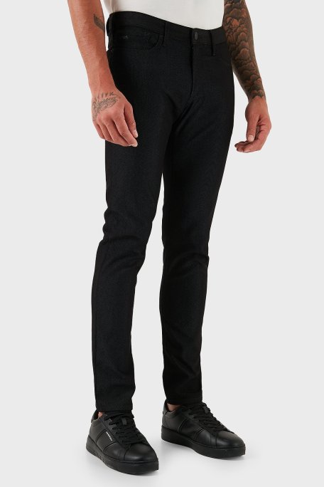 Emporio Armani Puantiyeli Streç Pamuklu Slim Fit Düşük Bel Dar Paça Jeans Erkek Kot Pantolon EM000121 AF14124 FC042 SİYAH - Emporio Armani (1)
