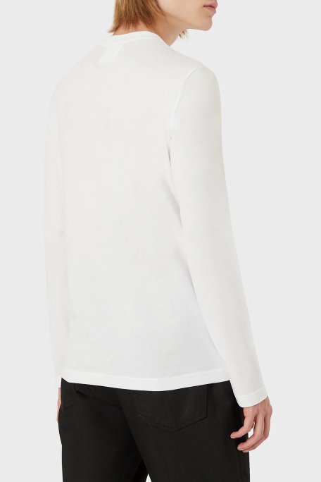 Emporio Armani Regular Fit Bisiklet Yaka Uzun Kollu % 100 Pamuk Erkek T Shirt 8N1TR1 1JRGZ 0100 BEYAZ - Emporio Armani (1)