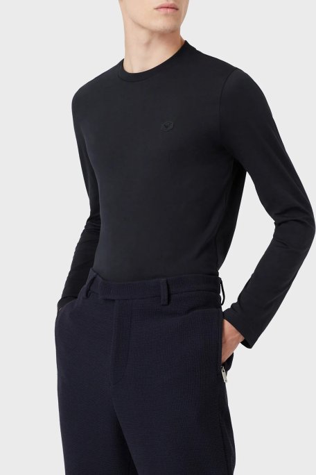 Emporio Armani Regular Fit Bisiklet Yaka Uzun Kollu % 100 Pamuk Erkek T Shirt 8N1TR1 1JRGZ 0920 LACİVERT - Emporio Armani