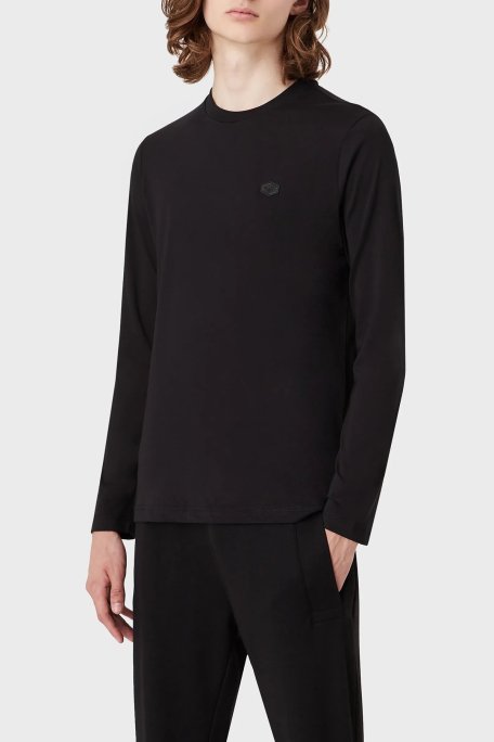 Emporio Armani Regular Fit Bisiklet Yaka Uzun Kollu % 100 Pamuk Erkek T Shirt 8N1TR1 1JRGZ 0999 SİYAH - Emporio Armani