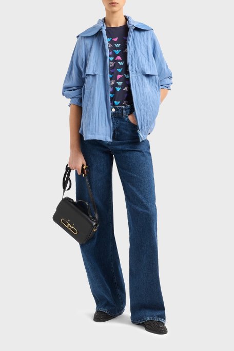 Emporio Armani Regular Fit Çıkarılabilir Kapüşonlu Cupra Bayan Ceket EW000642 AF12644 U9324 MAVİ - Emporio Armani (1)