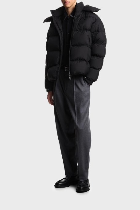 Emporio Armani Regular Fit Çıkarılabilir Kapüşonlu Su İtici Şişme Erkek Mont EM003050 AF18231 UC001 SİYAH - Emporio Armani (1)