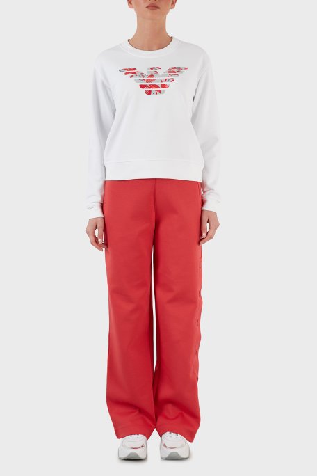 Emporio Armani Regular Fit Elastik Bel Bantlı Kapanabilir Yırtmaçlı Kadın Pantolon 3L2P6C 2JYWZ 0319 KIRMIZI - Emporio Armani