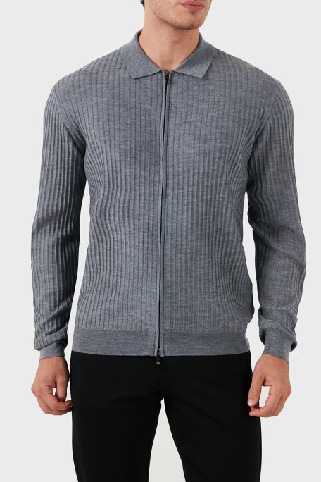 Emporio Armani Regular Fit Fermuarlı Erkek Hırka EM000265 AF10460 O8003 GRİ - Emporio Armani