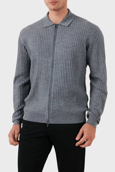 Emporio Armani Regular Fit Fermuarlı Erkek Hırka EM000265 AF10460 O8003 GRİ - Emporio Armani (1)