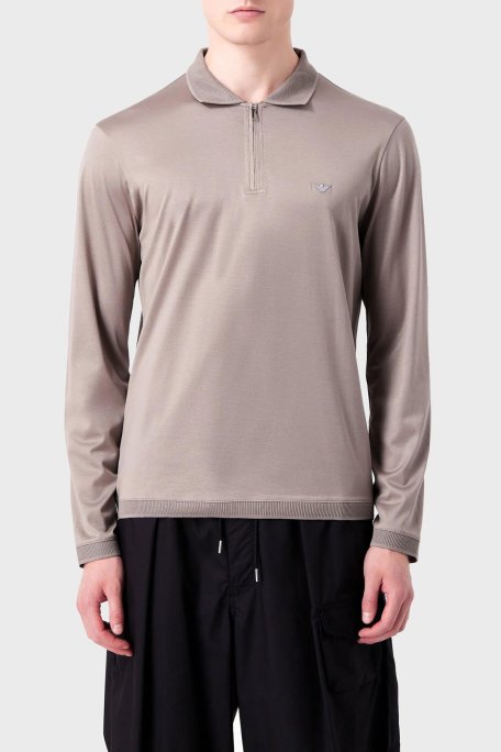 Emporio Armani Regular Fit Fermuarlı Erkek Polo Yaka Sweat 6R1F85 1JUVZ 0643 TAŞ - Emporio Armani