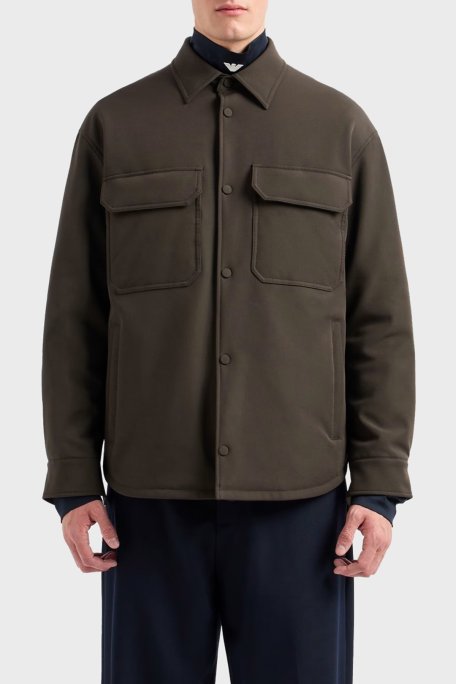 Emporio Armani Regular Fit Gömlek Yaka Çıtçıt Düğmeli Erkek Ceket 6D1CN0 1NUBZ 05A6 HAKİ - Emporio Armani