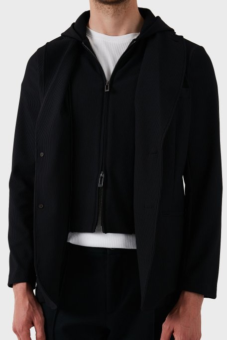 Emporio Armani Regular Fit Kapüşonlu Çıkarılabilir İç Panelli Erkek Ceket EM001506 AF14076 UC001 SİYAH - Emporio Armani