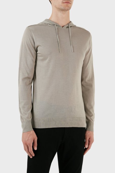 Emporio Armani Regular Fit Kapüşonlu Yün Karışımlı Triko Erkek Kazak 8N1MUW 1MJWZ 0643 VİZON - Emporio Armani (1)