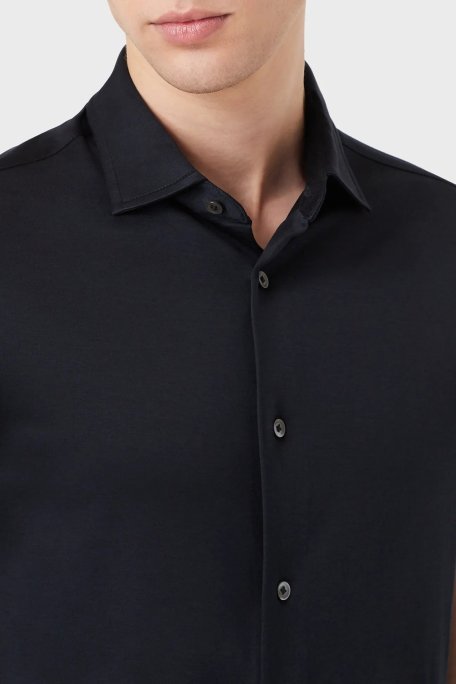 Emporio Armani Regular Fit Kısa Kol Pamuklu Erkek Gömlek 8N1CG0 1JUVZ 0920 LACİVERT - Emporio Armani (1)