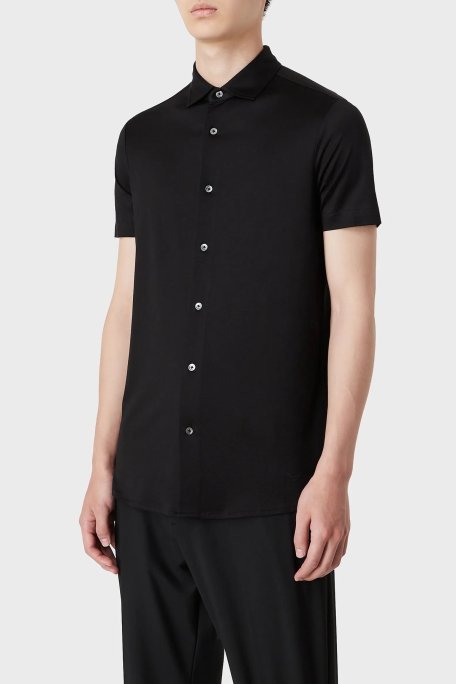 Emporio Armani Regular Fit Kısa Kol Pamuklu Erkek Gömlek 8N1CG0 1JUVZ 0999 SİYAH - Emporio Armani