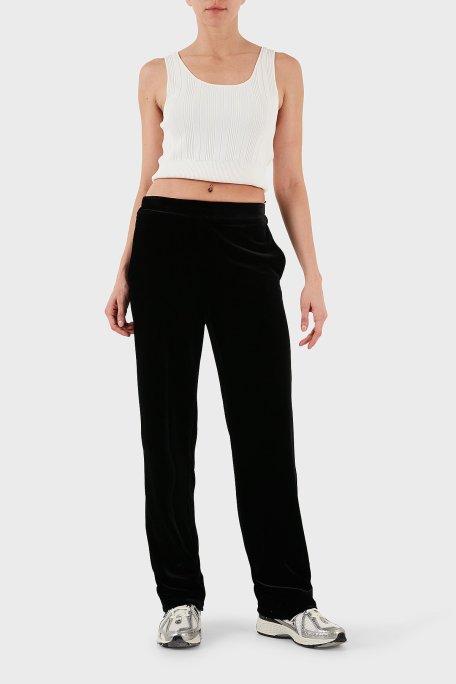 Emporio Armani Regular Fit Lastikli Bel Düz Paça Şönil Bayan Pantolon EW001366 AF13341 UC001 SİYAH - Emporio Armani (1)