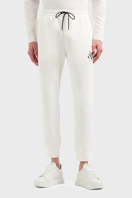 Emporio Armani Regular Fit Lastiklil Bel Ribanalı Paça Jogger Erkek Pantolon EM001701 AF10013 U0003 BEYAZ - Emporio Armani