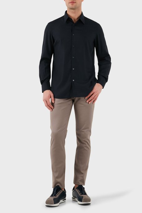 Emporio Armani Regular Fit Logolu Erkek Gömlek EM001537 AF14214 UB118 LACİVERT - Emporio Armani (1)