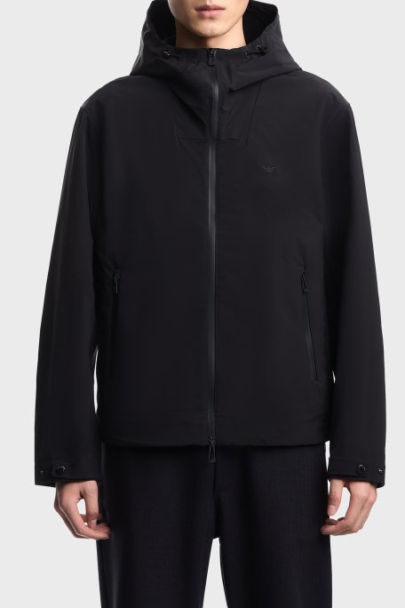 Emporio Armani Regular Fit Logolu Kapüşon Yaka Erkek Mont EM004950 AF23538 UC001 SİYAH - Emporio Armani