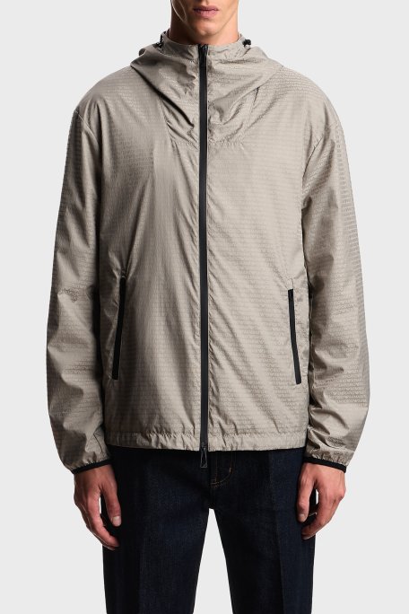 Emporio Armani Regular Fit Logolu Kapüşon Yaka Erkek Mont EM004952 AF15384 U8049 VİZON - Emporio Armani