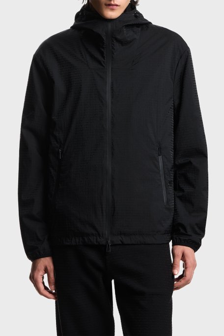 Emporio Armani Regular Fit Logolu Kapüşon Yaka Erkek Mont EM004952 AF15384 UC001 SİYAH - Emporio Armani