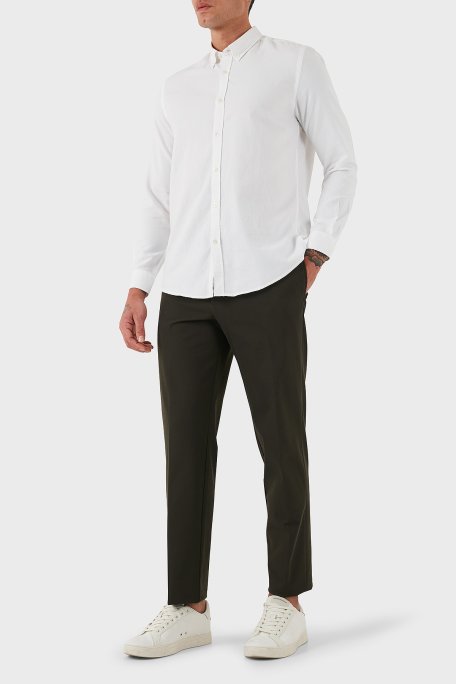 Emporio Armani Regular Fit Normal Bel Düz Paça Klasik Erkek Pantolon EM001505 AF18502 U8120 HAKİ - Emporio Armani