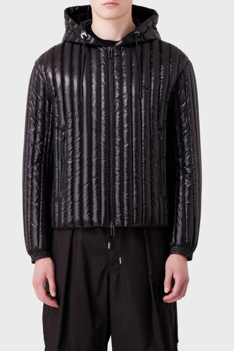 Emporio Armani Regular Fit Su Geçirmez Kapüşonlu Erkek Mont 6R1B79 1NKZZ 0999 SİYAH - Emporio Armani