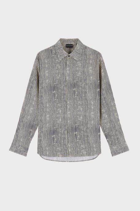 Emporio Armani Relaxed Fit Baskılı Uzun Kollu Erkek Gömlek EM004178 AF14214 F1183 SİYAH BEJ - Emporio Armani (1)