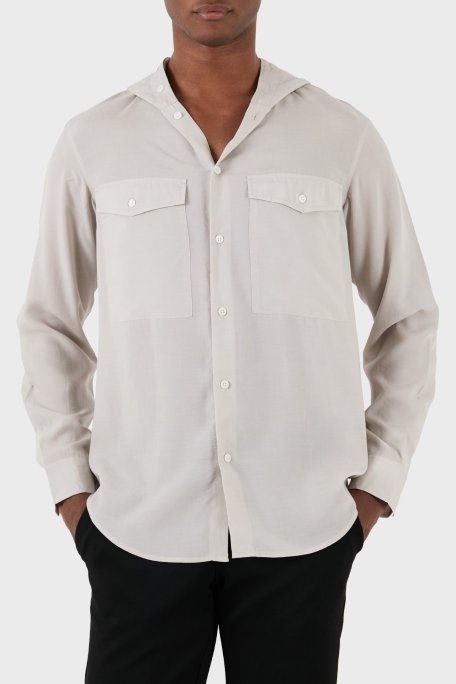 Emporio Armani Relaxed Fit Kapüşonlu Erkek Gömlek 3D1CG5 1NKGZ 06G2 GRİ - Emporio Armani (1)