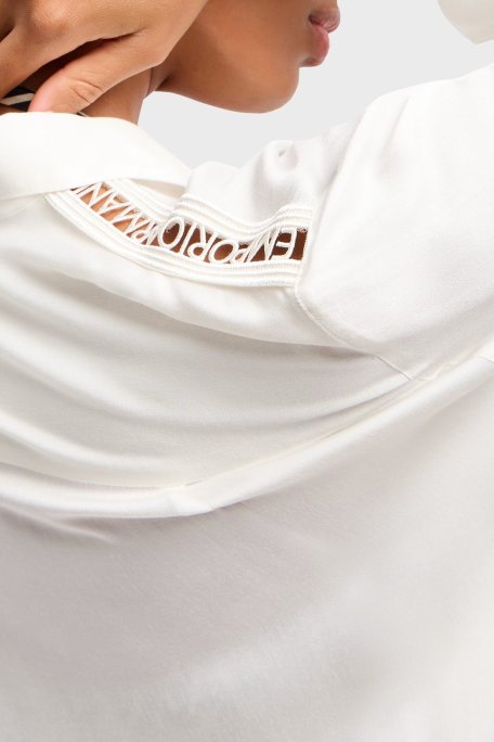 Emporio Armani Relaxed Fit Logolu Dantel Detaylı Kısa Bayan Gömlek Elbise EW000568 AF12188 U1131 BEYAZ - Emporio Armani (1)