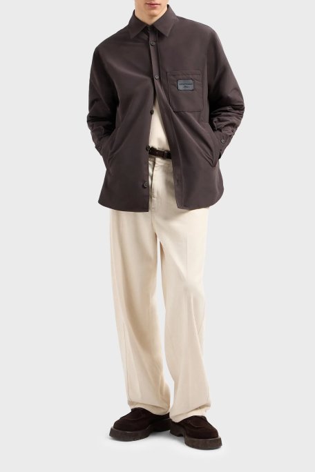 Emporio Armani Relaxed Fit Yama Cepli ve Logo Yamalı Erkek Gömlek Ceket EM001629 AF13770 U8168 SİYAH - Emporio Armani (1)