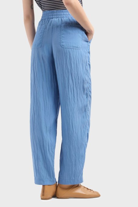 Emporio Armani Relaxed Fit Yüksek Bel Düz Paça Cupra Bayan Pantolon EW000654 AF12644 U9324 MAVİ - Emporio Armani (1)