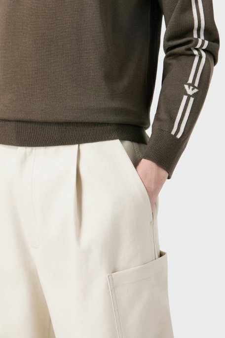 Emporio Armani Saf Yünlü Regular Fit Bisiklet Yaka Erkek Kazak 6R1MXG 1MNGZ F420 HAKİ - Emporio Armani (1)