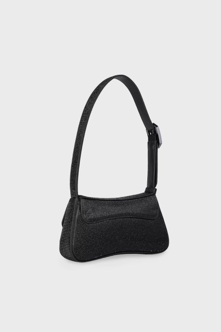 Emporio Armani Saten Logolu Elmas İşlemeli Ayarlanabilir Omuz Askılı Bayan Çanta Y3E244 YZZ9I8 1138 SİYAH - Emporio Armani (1)