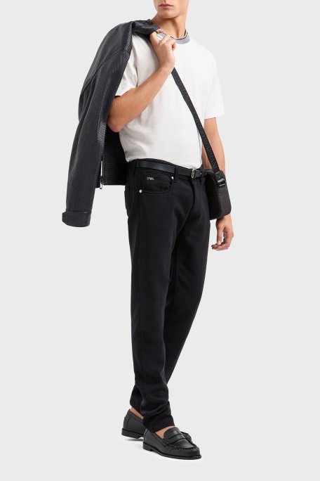 Emporio Armani Şerit Detaylı % 100 Pamuk Regular Fit Sıfıt Yaka Erkek T Shirt EM000853 AF12926 U0003 BEYAZ - Emporio Armani (1)