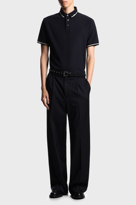 Emporio Armani Şerit Detaylı Pamuklu Regular Fit Düğmeli Erkek Polo Yaka T Shirt EM003003 AF10497 UB118 LACİVERT - Emporio Armani (1)