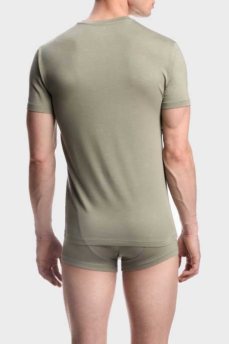 Emporio Armani Slim Fit Bisiklet Yaka Logolu 2 Pack Erkek T Shirt EM001849 AF10787 M7003 SİYAH-HAKİ - Emporio Armani (1)