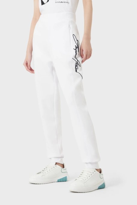 Emporio Armani Slim Fit Esnek Rahat Jogger Spor Bayan Pantolon 3R2P7A 2JVKZ 0100 BEYAZ - Emporio Armani