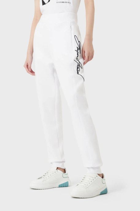 Emporio Armani Slim Fit Esnek Rahat Jogger Spor Kadın Pantolon 3R2P7A 2JVKZ 0100 BEYAZ - Emporio Armani