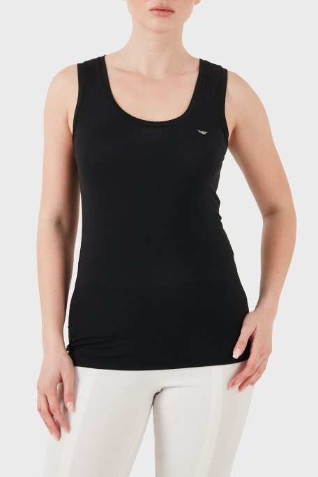 Emporio Armani Slim Fit Yuvarlak Yaka Kadın Top EW000407 AF19024 UC001 SİYAH - Emporio Armani