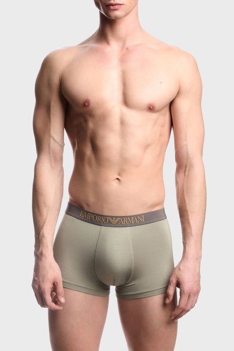 Emporio Armani Streç Logolu 2 Pack Erkek Boxer EM000253 AF10787 M7003 SİYAH-HAKİ - Emporio Armani (1)